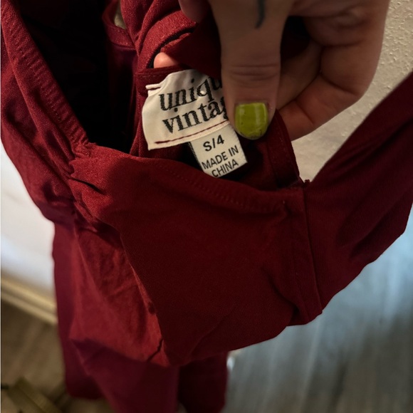Unique Vintage Burgundy Dress - Picture 2 of 2